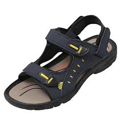 JOMIX Sommer Athletische Sandalen Herren Klettverschluss Anti-Rutsch Wandersandalen Outdoor Strand Reisen Trekking Wander (M08 Marine, 40 EU) von JOMIX