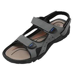 JOMIX Sommer Athletische Sandalen Herren Klettverschluss Anti-Rutsch Wandersandalen Outdoor Strand Reisen Trekking Wander (M09 Grau, 40 EU) von JOMIX