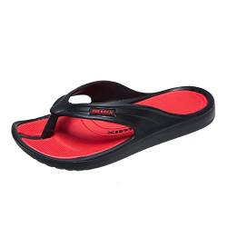 JOMIX Sommer Flip Flops Kinder Jungen Mädchen Schlappen Weiche Sandalen Bunte Badelatschen Badeschlappen Schwimmbad Meer Strand (Schwarz Rot, 31 EU) von JOMIX