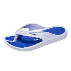 JOMIX Sommer Flip Flops Kinder Jungen Mädchen Schlappen Weiche Sandalen Bunte Badelatschen Badeschlappen Schwimmbad Meer Strand (Weiß Royal Blau, 30 EU) von JOMIX