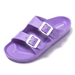 JOMIX Sommer Pantoletten Damen Schnalle Sandalen Bequeme Badelatschen Badeschlappen Meer Pool Strand Schwimmen Indoor Outdoor (Violett, 37 EU) von JOMIX