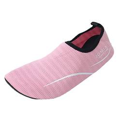 JOMIX Sommer Wasserschuhe Damen Strandschuhe Aquaschuhe Schnelltrocknende Einfarbige Streifen Barfuß Wassersport Badeschuhe für Strand Pool Schwimmen Surfen (03 Rosa, 40 EU) von JOMIX