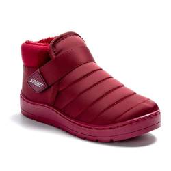 JOMIX Stiefeletten Damen Winter Warm Winterschuhe Wasserdicht Rutschfeste Gefütterte Winterstiefel Kurzschaft Stiefel Boots Schuhe (Rot, 41 EU) von JOMIX