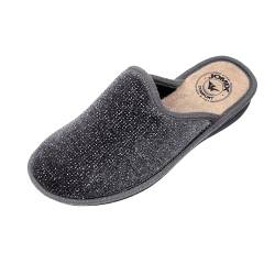 JOMIX Winter Hausschuhe Damen Bequeme Pantoffeln Lässige Italien Slippers Indoor (Grau 02, 41 EU) von JOMIX