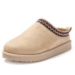 JOMIX Winter Hausschuhe Damen Warme Lässige Slip-on Slipper Indoor Outdoor (Beige Größe Groß 1 Nummer, 40 EU) von JOMIX