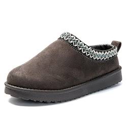 JOMIX Winter Hausschuhe Damen Warme Lässige Slip-on Slipper Indoor Outdoor (Dunkelgrau Größe Groß 1 Nummer, 36 EU) von JOMIX