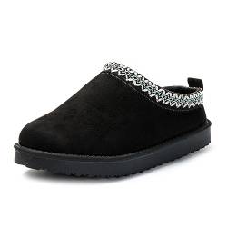 JOMIX Winter Hausschuhe Damen Warme Lässige Slip-on Slipper Indoor Outdoor (Schwarz Größe Groß 1 Nummer, 38 EU) von JOMIX