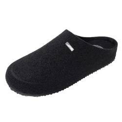 JOMIX Winter Hausschuhe Herren Warme Filz Pantoffeln Flache Slippers Elegante Filzclog Indoor Outdoor (Schwarz, 44 EU) von JOMIX