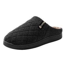 JOMIX Winter Hausschuhe Herren Warme Gefüttert Pantoffeln Baumwollschuhe Bequeme Slippers Indoor (Dunkelgrau, 45 EU) von JOMIX