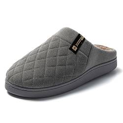 JOMIX Winter Hausschuhe Herren Warme Gefüttert Pantoffeln Baumwollschuhe Bequeme Slippers Indoor (Hellgrau, 44 EU) von JOMIX