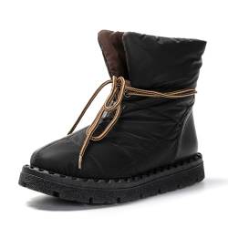 JOMIX Winter Stiefeletten Damen Warme Puff Boots Elegante Winterstiefel Wasserdicht Antirutsch Sohle Outdoor (Schwarz, 38 EU) von JOMIX