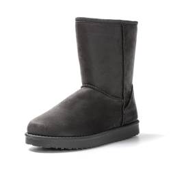 JOMIX Winter Stiefeletten Damen Wildleder Boots Halbschaft Warme Gefütterte Winterstiefel Antirutsch Sohle Outdoor (Grau, 38 EU) von JOMIX