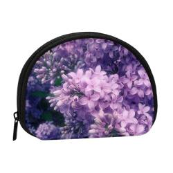 Blooming Purple Flowers Printed Seashell Portable Mini Change Storage Bag, Durable And Portable von JONGYA