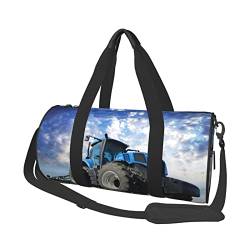 Elegante zylindrische Freizeit-Gepäcktasche mit Pfauenmuster, leicht, langlebig und einfach zu tragen, Bauernhoftraktor, Einheitsgröße von JONGYA