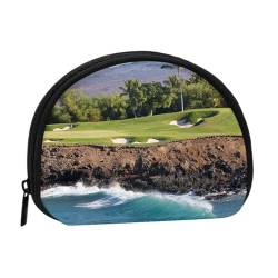 Hawaii Beach Golfplatz, bedruckte Muschel, tragbare Mini-Aufbewahrungstasche für Kleingeld, langlebig und tragbar von JONGYA