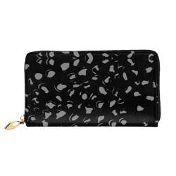 JONGYA City Train Printed Leather Long Handheld Wallet with Full Print, Showcasing Fashion and Creativity, Schwarz-Weißer Leopardenmuster, Einheitsgröße von JONGYA