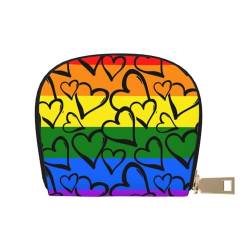 JONGYA Mexikanische Otomi Tiere stilvolle bedruckte Ledertasche mit 12 Fächern für Karten und kleine Objekte., Gay Pride Regenbogen-Muster, Einheitsgröße, Visitenkartenhalter von JONGYA