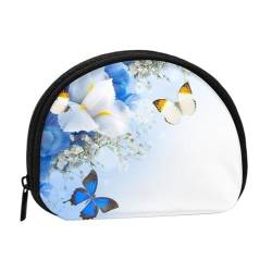 Tragbare Mini-Aufbewahrungstasche für Kleingeld, Blumen und Schmetterlinge, bedruckt mit Muscheln, langlebig und tragbar von JONGYA