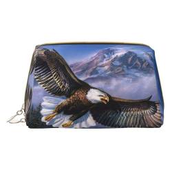 Tropischer Paradiesvogel bedruckte Make-up-Tasche aus Leder mit Reißverschluss, perfekt für Kosmetika und Toilettenartikel, Fliegender Adler, Einheitsgröße von JONGYA