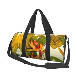 Zylindrische Freizeit-Gepäcktasche mit Weihnachtsmann-Motiv, leicht, langlebig und einfach zu tragen, Tropischer Paradiesvogel, Einheitsgröße von JONGYA