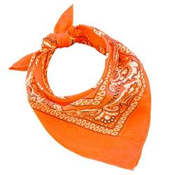 Bandana aus 100% Baumwolle, 3/5/10er-Set, für Damen, Herren, Kinder, Unisex, einfarbig und/oder mit Paisley-Muster, Artikelnummer A644, Orange, Set 1 pz von JOPHY & CO.