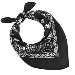 Bandana aus 100% Baumwolle, 3/5/10er-Set, für Damen, Herren, Kinder, Unisex, einfarbig und/oder mit Paisley-Muster, Artikelnummer A644, Schwarz , Set 5 pz von JOPHY & CO.