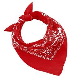 Bandana aus 100% Baumwolle, 3/5/10er-Set, für Damen, Herren, Kinder, Unisex, einfarbig und/oder mit Paisley-Muster, Artikelnummer A644, rot, Set 1 pz von JOPHY & CO.