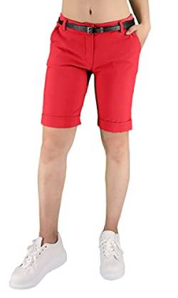 JOPHY & CO Bermuda-Hose für Damen, mit Gürtel und Taschen (Cod. 3009), rot, XXX-Large von JOPHY & CO.