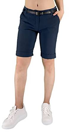 JOPHY & CO. Damen-Bermudahose mit Gürtel und Taschen (Artikelnummer 3009), Marineblau, XXL von JOPHY & CO.