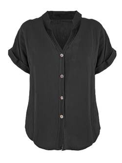 JOPHY & CO. Damen-Hemd Basic mit V-Ausschnitt Kimono Viskose Bluse Klassisch Sommer und bequem Code 7147, Schwarz , Large von JOPHY & CO.