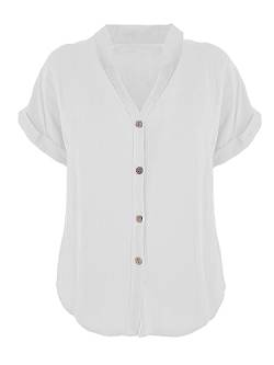 JOPHY & CO. Damen-Hemd Basic mit V-Ausschnitt Kimono Viskose Bluse Klassisch Sommer und bequem Code 7147, Weiß, XX-Large von JOPHY & CO.