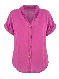 JOPHY & CO. Damen-Hemd Basic mit V-Ausschnitt Kimono Viskose Bluse Klassisch Sommer und bequem Code 7147, fuchsia, Large von JOPHY & CO.