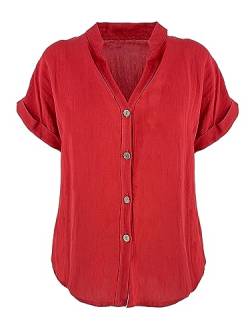 JOPHY & CO. Damen-Hemd Basic mit V-Ausschnitt Kimono Viskose Bluse Klassisch Sommer und bequem Code 7147, rot, XXXL von JOPHY & CO.