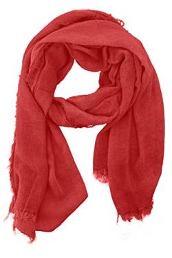 JOPHY & CO. Damen-Schal, elegant, leicht, weich, rechteckig, aus Eukalyptusfaser, einfarbig oder gemustert, Mehrfarbig Einheitsgröße (Rot) von JOPHY & CO.