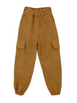 JOPHY & CO. Hose für Mädchen und Jungen, Cargo, Streetwear, mit mehreren Taschen (Code 8800), Dunkle Kamel, 8 Jahre von JOPHY & CO.