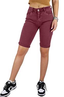 JOPHY & CO. Kurze Damen-Jeans Denim aus Baumwolle mit fünf Taschen, Grün L von JOPHY & CO.