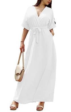 JOPHY & CO. Langes Kleid Casual mit V-Ausschnitt Code 7196, Weiß, L von JOPHY & CO.