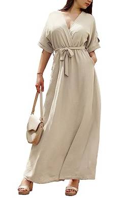 JOPHY & CO. Langes Kleid Casual mit V-Ausschnitt Code 7196, beige, XL von JOPHY & CO.