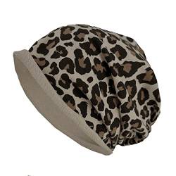 JOPHY & CO. Mütze aus 100 % Baumwolle, elastisch und lang, Unisex, für Erwachsene, Herren, Damen und Kinder, leichte Mütze im Slouch-Stil, Artikelnummer 1213, Kamel Leopard, One size von JOPHY & CO.