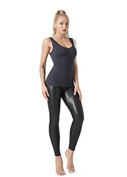 JOPHY & CO. Skinny Damen-Leggings aus Kunstleder, elastisch, Push-Up, glänzende Farben (Cod. 9810), Schwarz , L von JOPHY & CO.