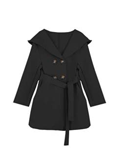 JOPHY & CO. Zweireihiger Mantel für Mädchen mit Kapuze und Taschen (Art. 2078), Schwarz, leicht, 8 Jahre von JOPHY & CO.