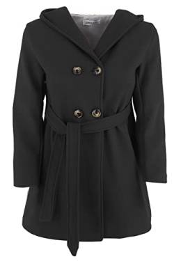 Zweireihiger Mantel für Mädchen mit Kapuze (Artikelnummer: 2078) (Schwarz, 14 Jahre) von JOPHY & CO.