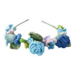Crochet Flowers Headbands for Girls Children,Knitted Artificial Wool Rose sunflower Decoration for Birthday Wedding brides bridesmaid,Valentine’s Day Hair Accessories Gifts (Blau) von JOPOYOCO