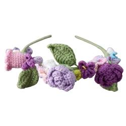 Crochet Flowers Headbands for Girls Children,Knitted Artificial Wool Rose sunflower Decoration for Birthday Wedding brides bridesmaid,Valentine’s Day Hair Accessories Gifts (Lila) von JOPOYOCO