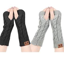 JORYEE Fingerlose Handschuhe Damen - Armstulpen Handschuhe Damen Winter Pulswärmer Warm Weiche Gestrickte Handschuhe Stulpen Damen Hand von JORYEE