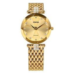 JOWISSA Gold Facet Strass Schweizer Damenuhr J5.629.M von JOWISSA