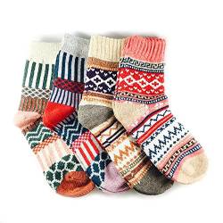 JOYCA & Co. 3–5 Paar Damen-Socken, mehrfarbig, modisch, warme Wolle, Baumwolle, dicke Wintersocken - - Einheitsgröße von JOYCA & CO.