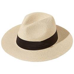 JOYEBUY Damen Strohhut mit LSF 50, faltbar, breite Krempe, Fedora-Sonnenhut, khaki, Einheitsgröße von JOYEBUY