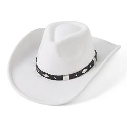 JOYEBUY Klassische breite Krempe Frauen Männer Western Stil Cowboy Cowgirl Hüte mit Schnalle Gürtel, Weiss/opulenter Garten, Medium von JOYEBUY