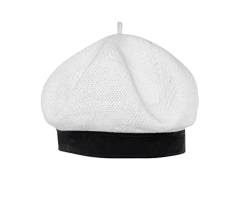 JOYHY Damen Leinen Sommer Atmungsaktiv Stricken Französisch Baskenmütze Hüte Weiß von JOYHY